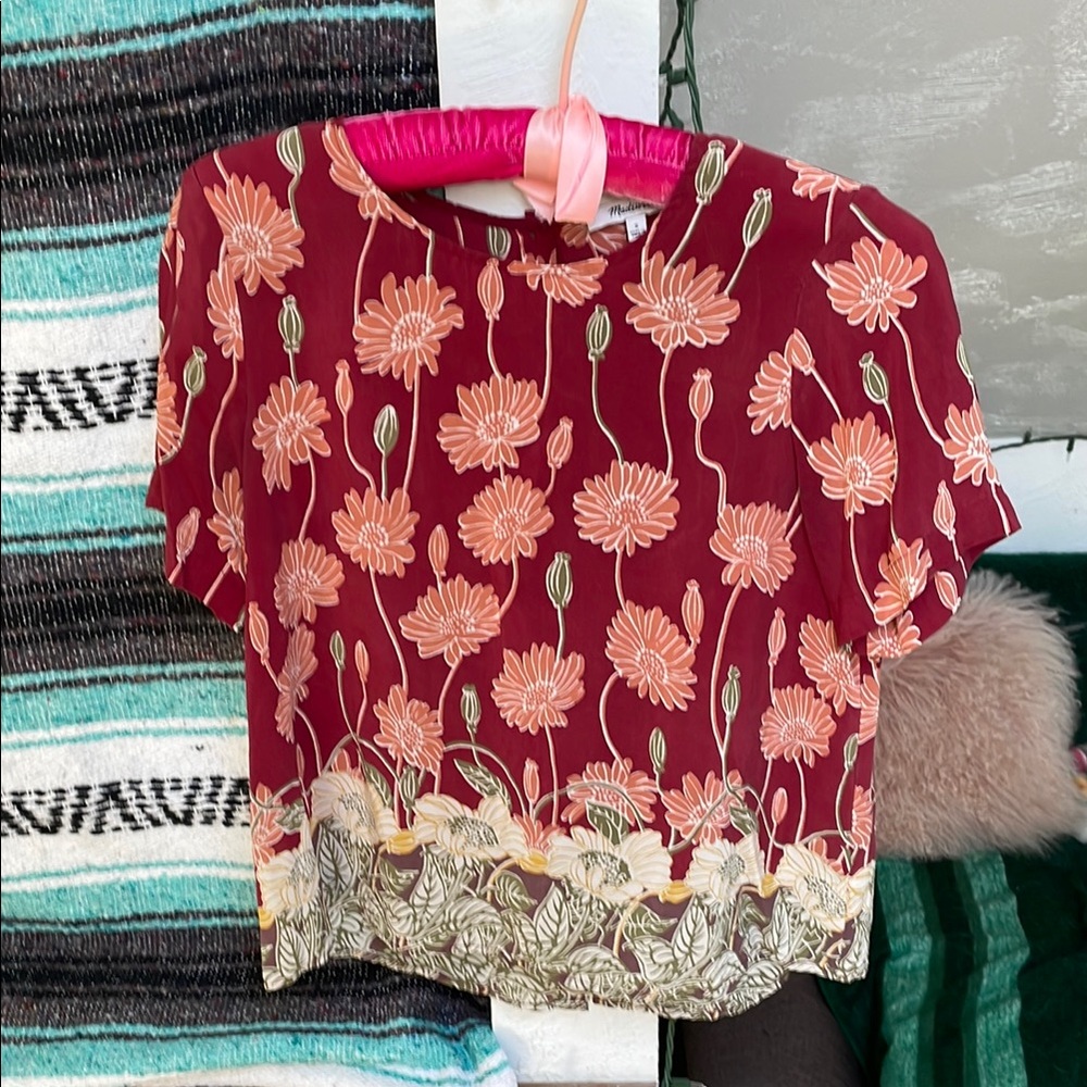 Madewell 100% silk pattern blouse size s